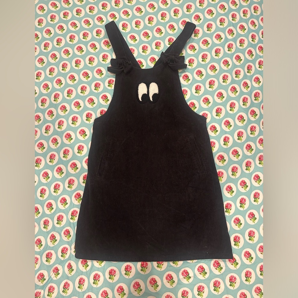 Black Pinafore Eyes  black corduroy Lazy Oaf overall Dress